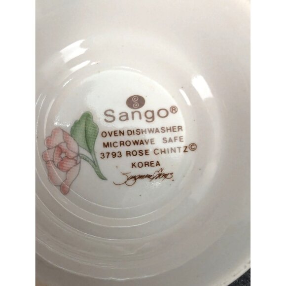 Sango Rose Chintz 3793 1 Footed Teacup and 2 Saucers by Suzanne Evans - Picture 9 of 9